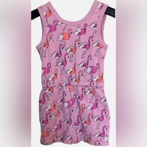 Tea Collection Size 2 Pink Flamingo Romper Girls Sleeveless Cotton